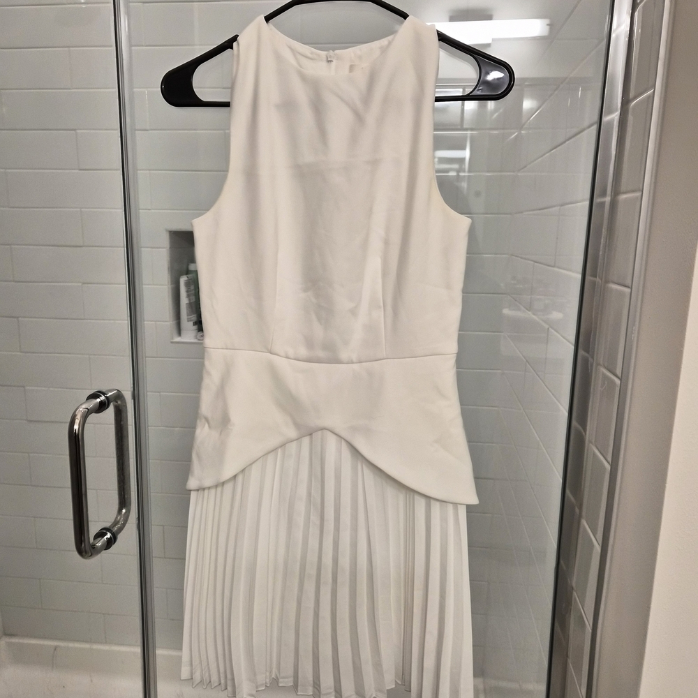 Commense White Pleated Mini Dress